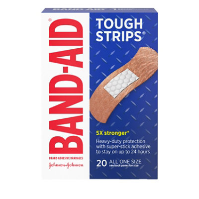 BAND-AID Brand Adhesive Bandages Tough Strips All One Size - 20 Count - Image 1