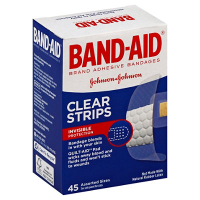 BAND-AID Brand Adhesive Bandages Comfort Flex Clear Assorted Sizes - 45 ...