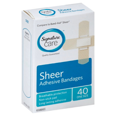 Signature Care Adhesive Bandages Sheer One Size - 40 Count