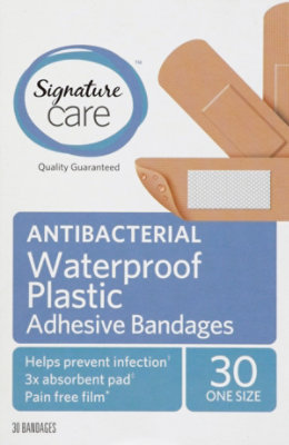 Signature Select/Care Adhesive Bandages Waterproof Plastic Antibacterial One Size - 30 Count - Image 2