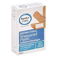 Signature Care Adhesive Bandages Waterproof Plastic Antibacterial One Size - 30 Count - Image 1