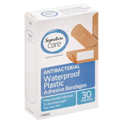 Signature Select/Care Adhesive Bandages Waterproof Plastic Antibacterial One Size - 30 Count - Image 1