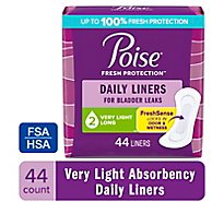 Poise Daily Incontinence Long Panty Liners - 44 Count