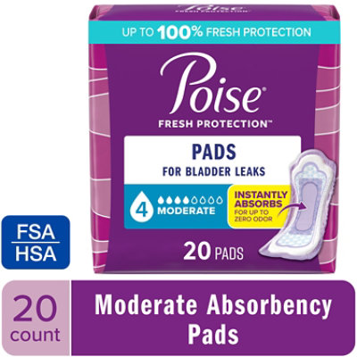 Poise Incontinence Pads 4 Drop Absorbency Incontinence Pads - 20 Count - Image 1