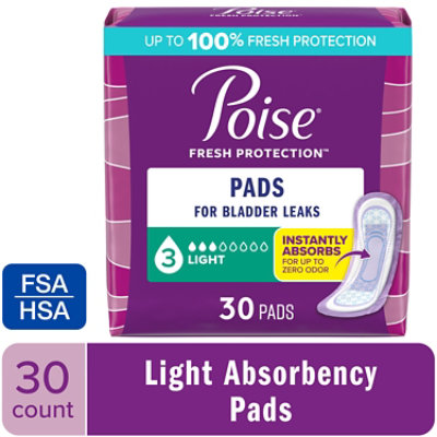 Poise Incontinence Pads 3 Drop Absorbency Incontinence Pads - 30 Count - Image 1