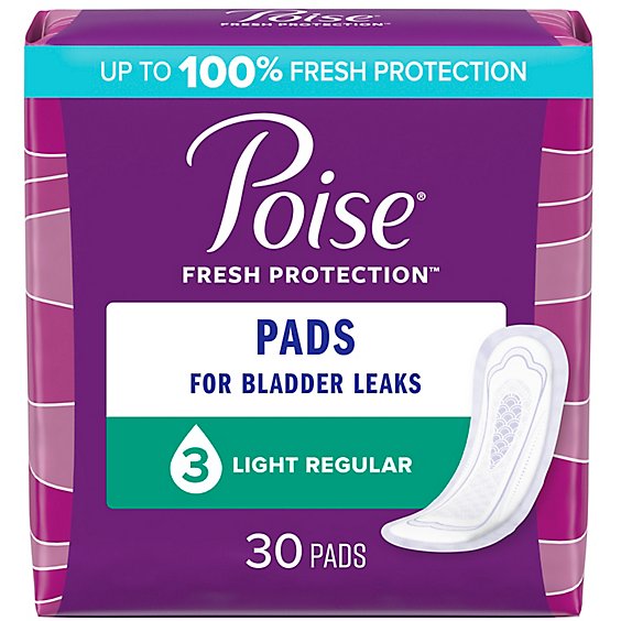 Poise Incontinence Pads Light Absorbency - 30 Count