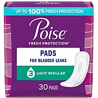 Poise Incontinence Pads Light Absorbency - 30 Count - Image 1