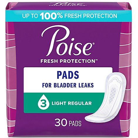 Poise Incontinence Pads Light Absorbency - 30 Count