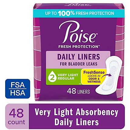 Poise Daily Incontinence Panty Liners Very Light Absorbency - 48 Count - Image 2