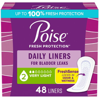 Poise Daily 2 Drop Absorbency Incontinence Panty Liners - 48 Count - Image 1