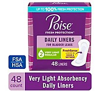 Poise Daily Incontinence Panty Liners Very Light Absorbency - 48 Count