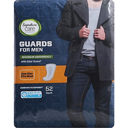 Signature Care Incontinence Male Guards For Men - 52 Count - Image 2