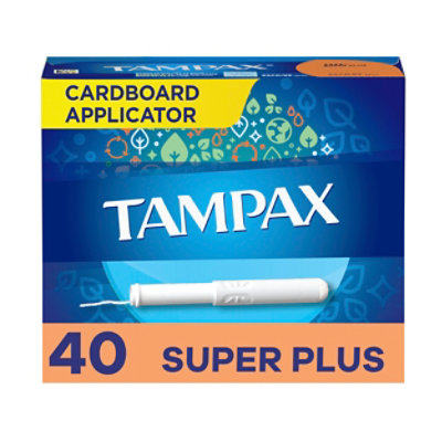 Tampax Super Plus Absorbency Anti Slip Grip LeakGuard Skirt Unscented Tampons - 40 Count
