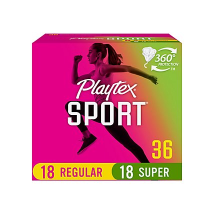 Playtex Sport Tampons Plastic Unscented Regular & Super Absorbency Multipack - 36 Count - Image 2