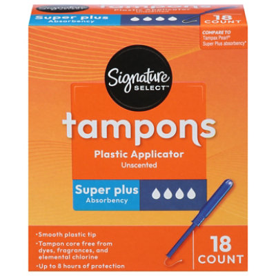 Signature Select/Care Premium Plastic Super Plus Absorbency Unscented Tampons - 18 Count - Image 3