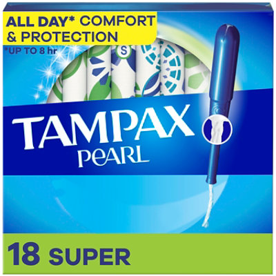 Tampax Pearl Tampons Super Absorbency - 18 Count - Image 1