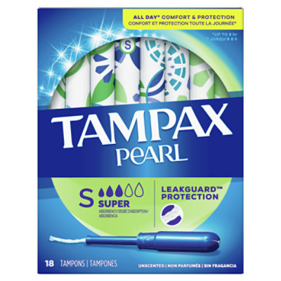 Tampax Pearl Tampons Super Absorbency - 18 Count