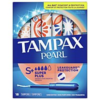 Tampax Pearl Braid Super Plus Absorbency Unscented Tampons with LeakGuard - 18 Count - Image 1