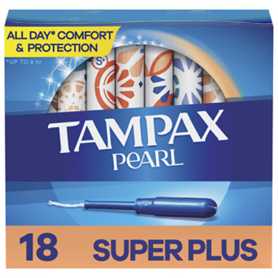 Tampax Pearl Super Plus Absorbency Unscented Tampons - 18 Count