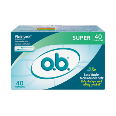 o.b. Original Tampons Digital Applicator Free Super Absorbency - 40 Count