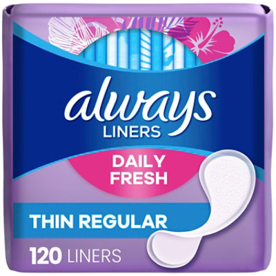 Always Daily Liners Thin No Feel Protection Regular Unscented - 120 Count