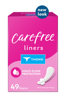 Carefree Thong Unscented Panty Liners With Wings - 49 Count