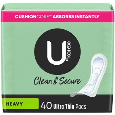 U by Kotex Security Pads Ultra Thin Heavy Flow Long - 40 Count