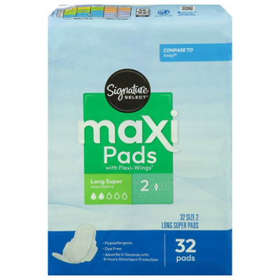 Signature Select/Care Long Super Absorbency With Flexi Wings Maxi Pads - 32 Count - Image 3