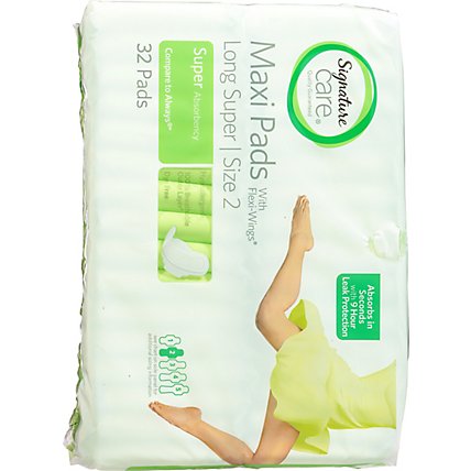 Signature Care Long Super Absorbency With Flexi Wings Maxi Pads - 32 Count - Image 5