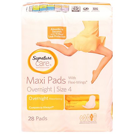 Signature Care Overnight Absorbency With Flexi Wings Maxi Pads - 28 Count - Image 3