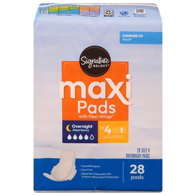 Signature Select/Care Overnight Absorbency With Flexi Wings Maxi Pads - 28 Count - Image 3