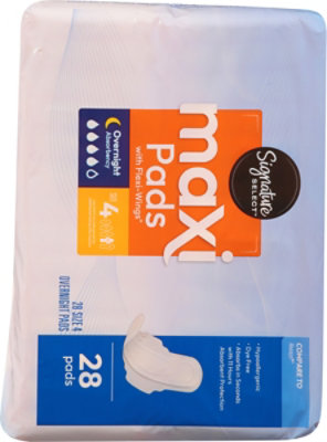 Signature Select/Care Overnight Absorbency With Flexi Wings Maxi Pads - 28 Count - Image 4