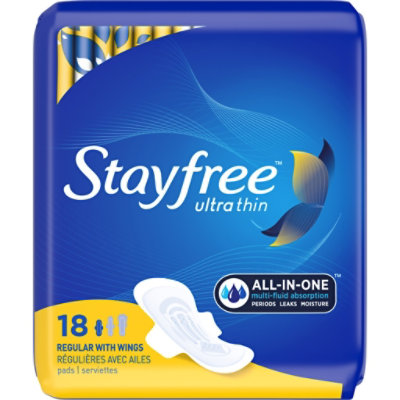 Stayfree Ultra Thin Pads With Wings Regular Absorbency - 18 Count