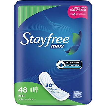 Stayfree Maxi Pads Without Wings Super Absorbency - 48 Count - Image 2