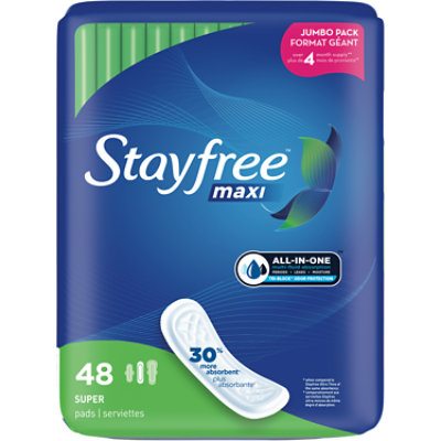 Stayfree Maxi Pads Without Wings Super Absorbency - 48 Count - Image 1