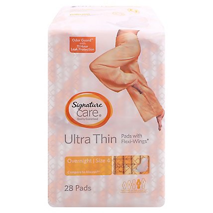 Signature Care Ultra Thin Overnight Absorbency With Flexi Wings Maxi Pads - 28 Count - Image 3
