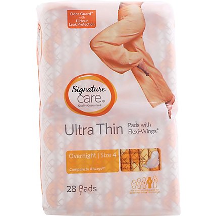 Signature Care Ultra Thin Overnight Absorbency With Flexi Wings Maxi Pads - 28 Count - Image 2
