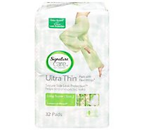 Signature Care Ultra Thin Super Absorbency With Flexi Wings Maxi Pads - 32 Count