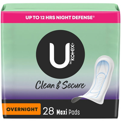 U by Kotex Security Overnight Absorbency Unscented Maxi Feminine Pads - 28 Count