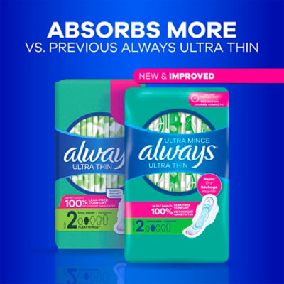 Always Ultra Thin Size 1 Regular Unscented Daytime Pads with Wings - 36 Count - Image 7