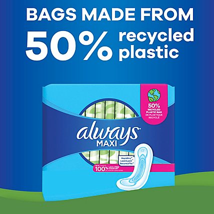 Always Maxi Super Absorbency Size 2 Long Unscented Pads with Wings - 32 Count - Image 5