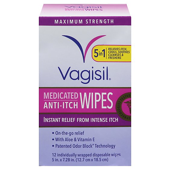 Vagisil Anti Itch Medicated Wipes Maximum Strength - 12 Count