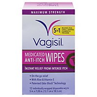 Vagisil Anti Itch Medicated Wipes Maximum Strength - 12 Count - Image 1