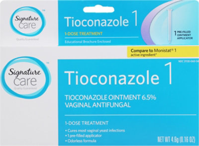 Signature Select/Care Ointment Vaginal Antifungal Tioconazole 1 Dose Treatment - 0.16 Oz - Image 2