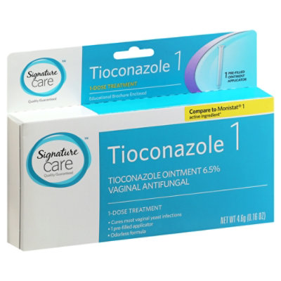 Signature Select/Care Ointment Vaginal Antifungal Tioconazole 1 Dose Treatment - 0.16 Oz - Image 1