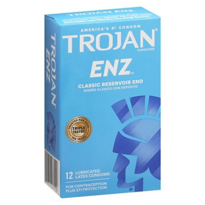 Trojan Enz Premium Smooth Lubricated Condoms - 12 Count - Image 1