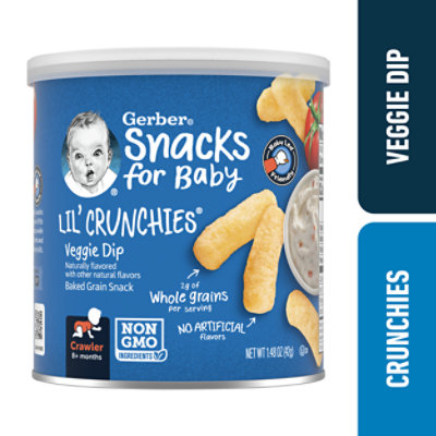 Gerber Lil Crunchies Veggie Dip Puffs Snack Canister for Baby - 1.48 Oz - Image 1