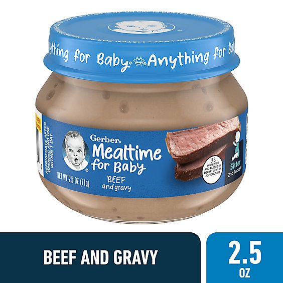Gerber 2nd Foods Beef And Gravy Mealtime For Baby In Jar - 2.5 Oz