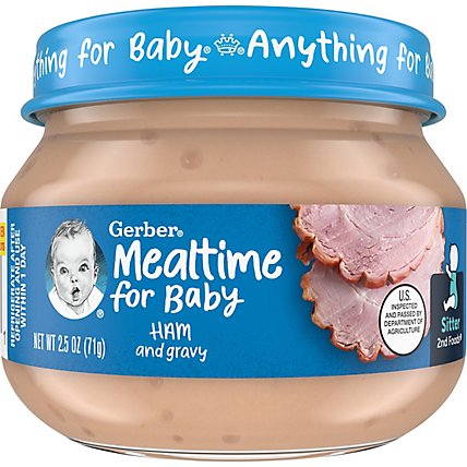 Gerber 2nd Foods Mealtime for Baby Ham and Gravy Baby Food Jar - 2.5 Oz - Image 1