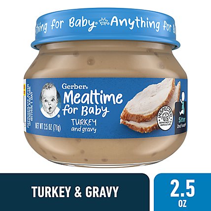 Gerber 2nd Foods Mealtime Turkey and Gravy Baby Food Jar - 2.5 Oz - Image 1
